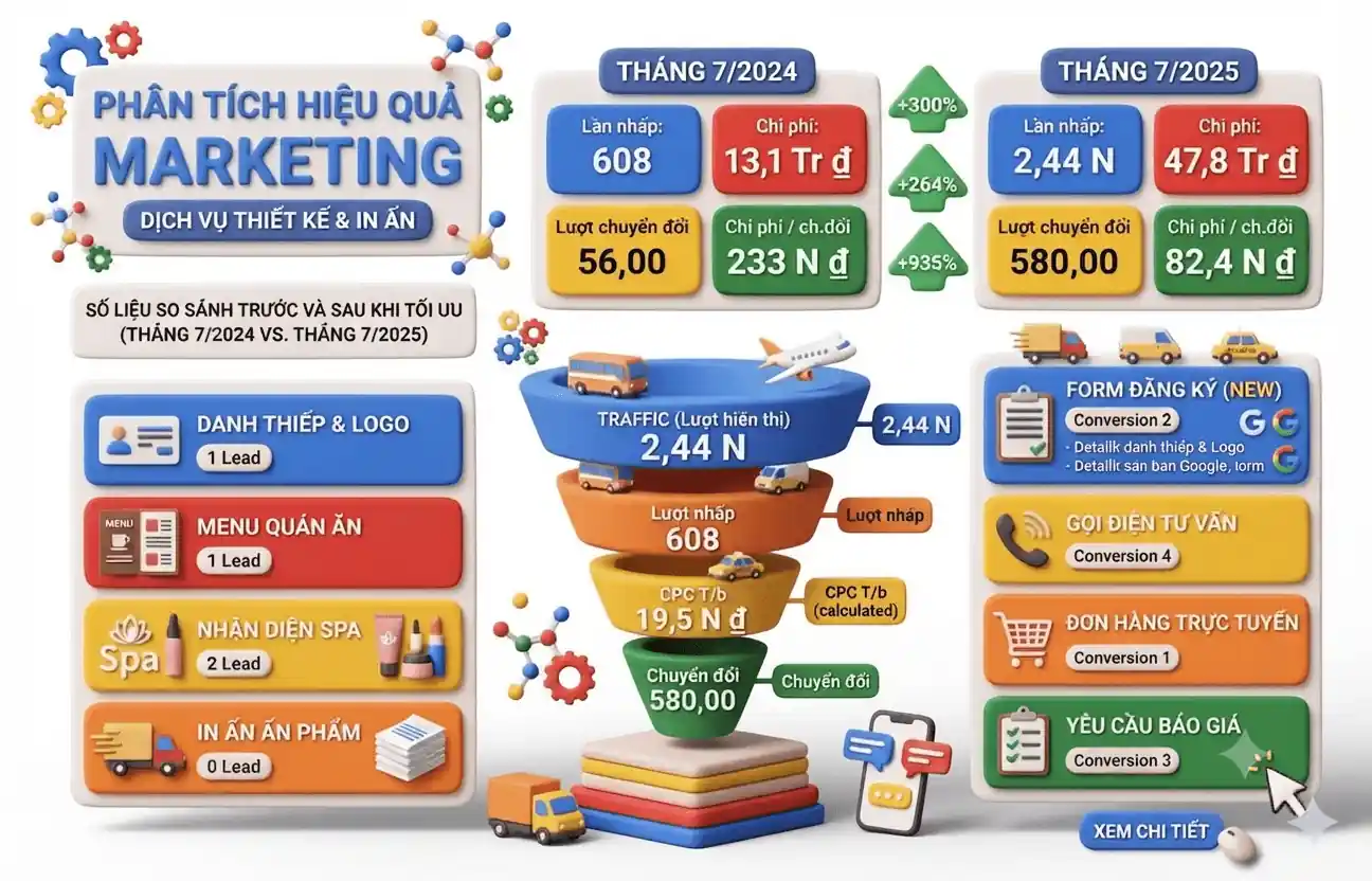 [Case Study]: Ngành In Ấn & Thiết Kế : Từ Sự E Dè Đến Niềm Tin Tuyệt Đối – Cách Ads Growth Tăng 935% Đơn
